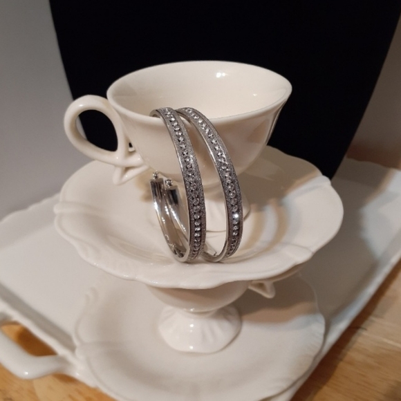 Diamond Channel-set Eternity Hoop Earrings - Picture 8 of 10